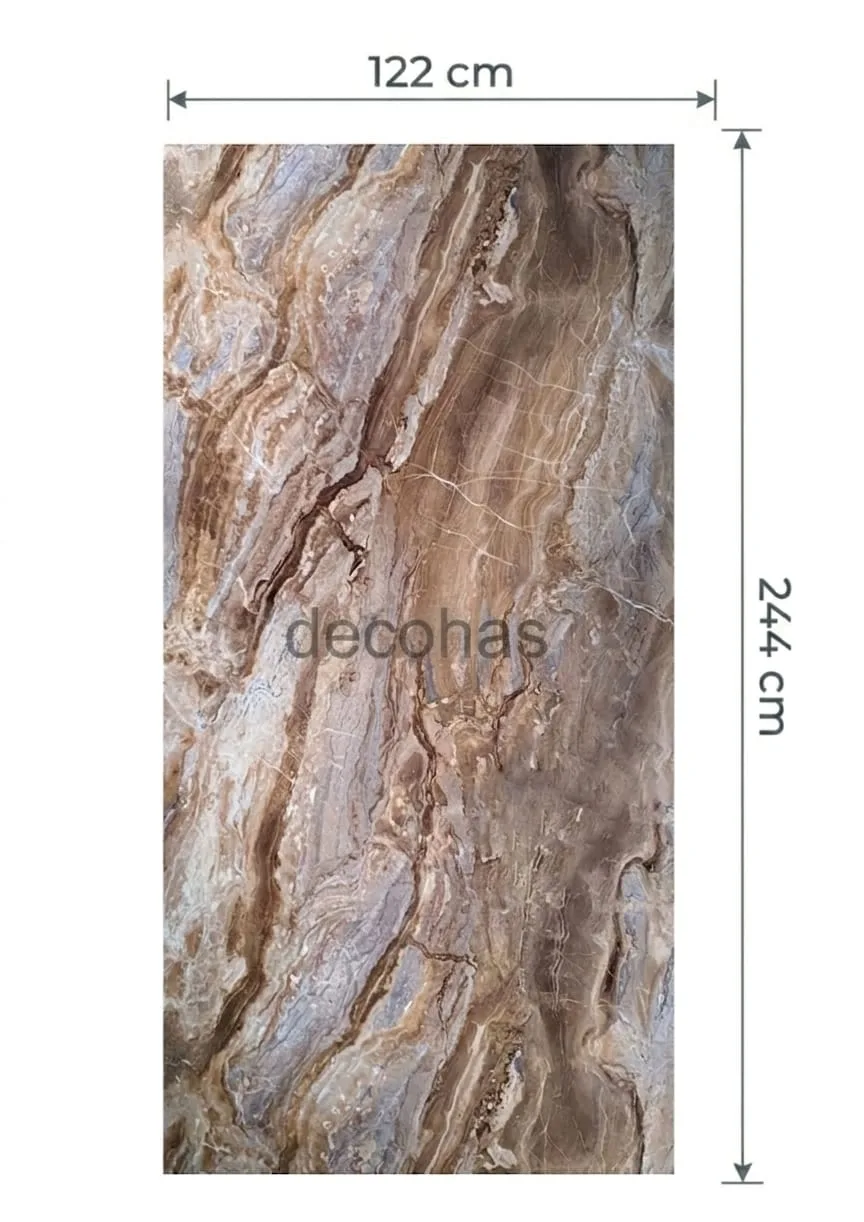 Brown Blue  Mermer Desenli Pvc Duvar Paneli 122x244 cm - 2
