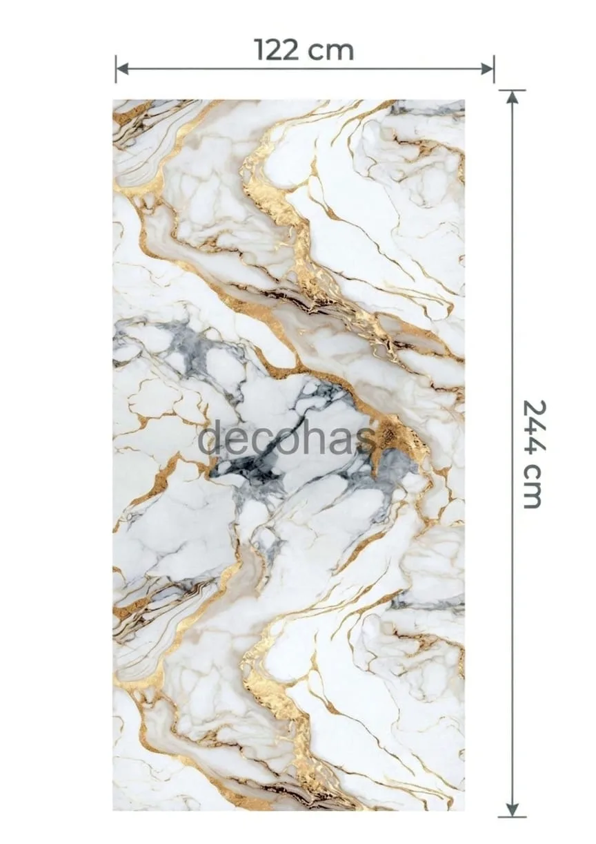 Gold Whıte Mermer Desenli Pvc Duvar Paneli 122x244 cm - 2