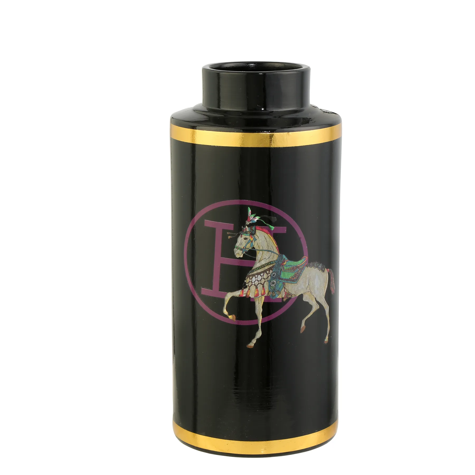 Horse Yaldız Vazo Siyah Gold AK.WLT0703