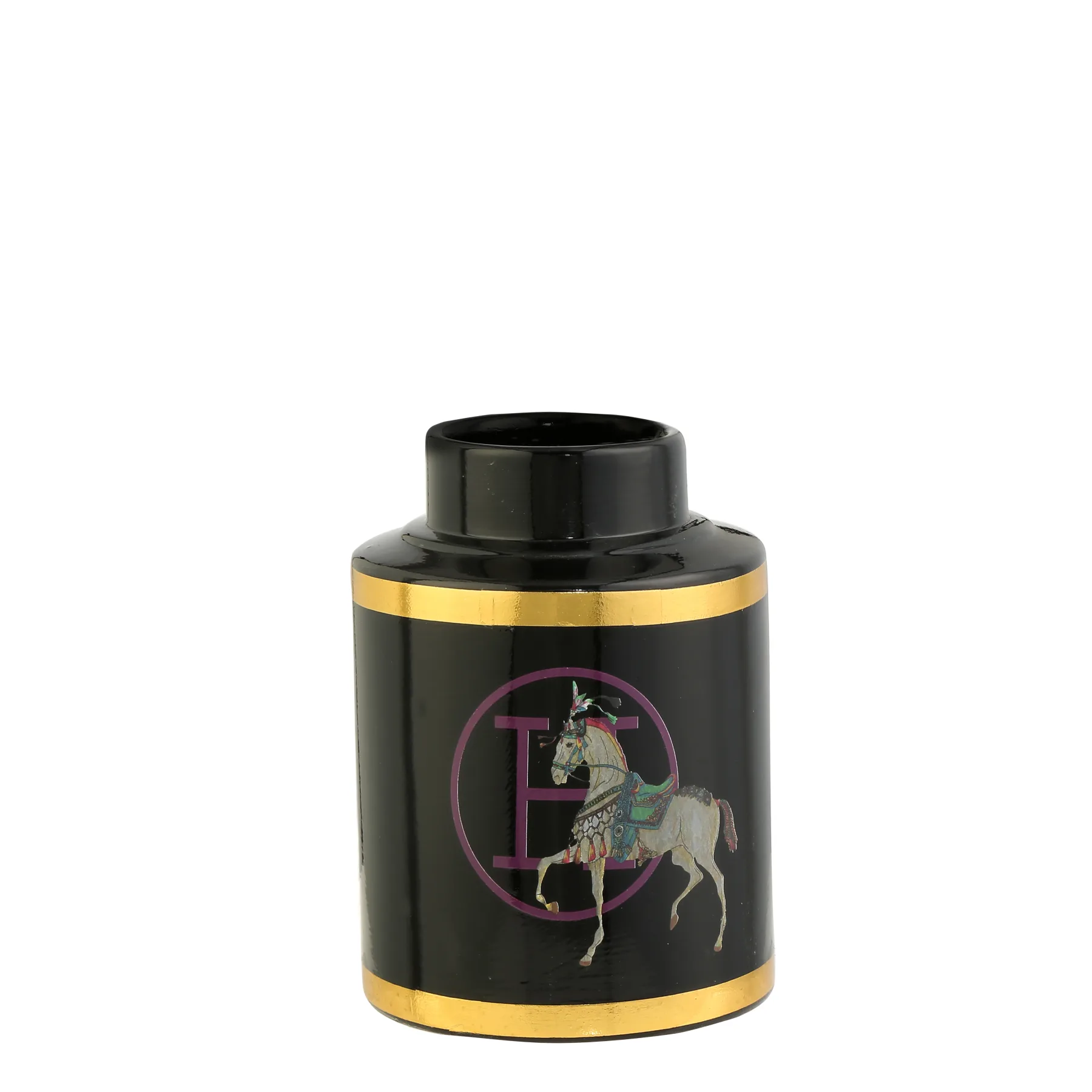 Horse Yaldız Vazo Siyah Gold AK.WLT0704