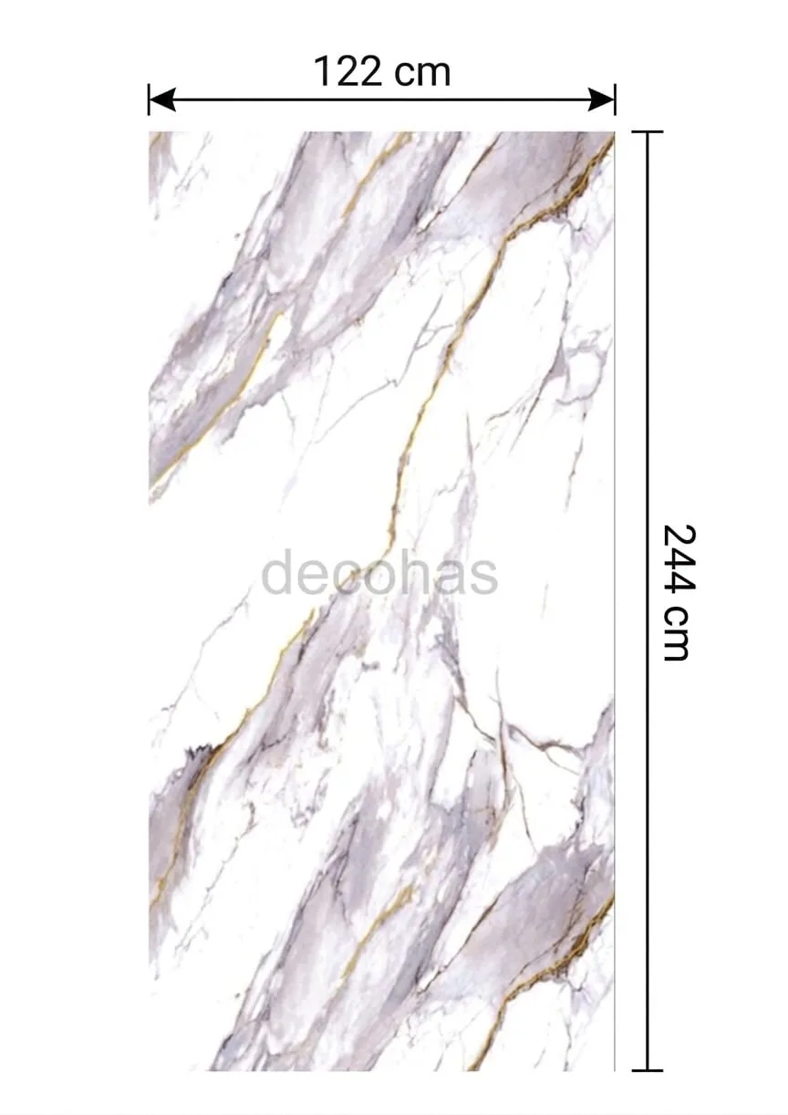 Whıte Gılded  Mermer Desenli Pvc Duvar Paneli 122x244 cm - 2